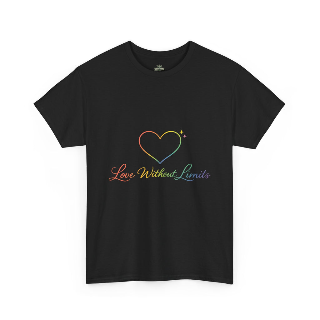 Love Without Limits T-Shirt — Rainbow Heart Pride Tee