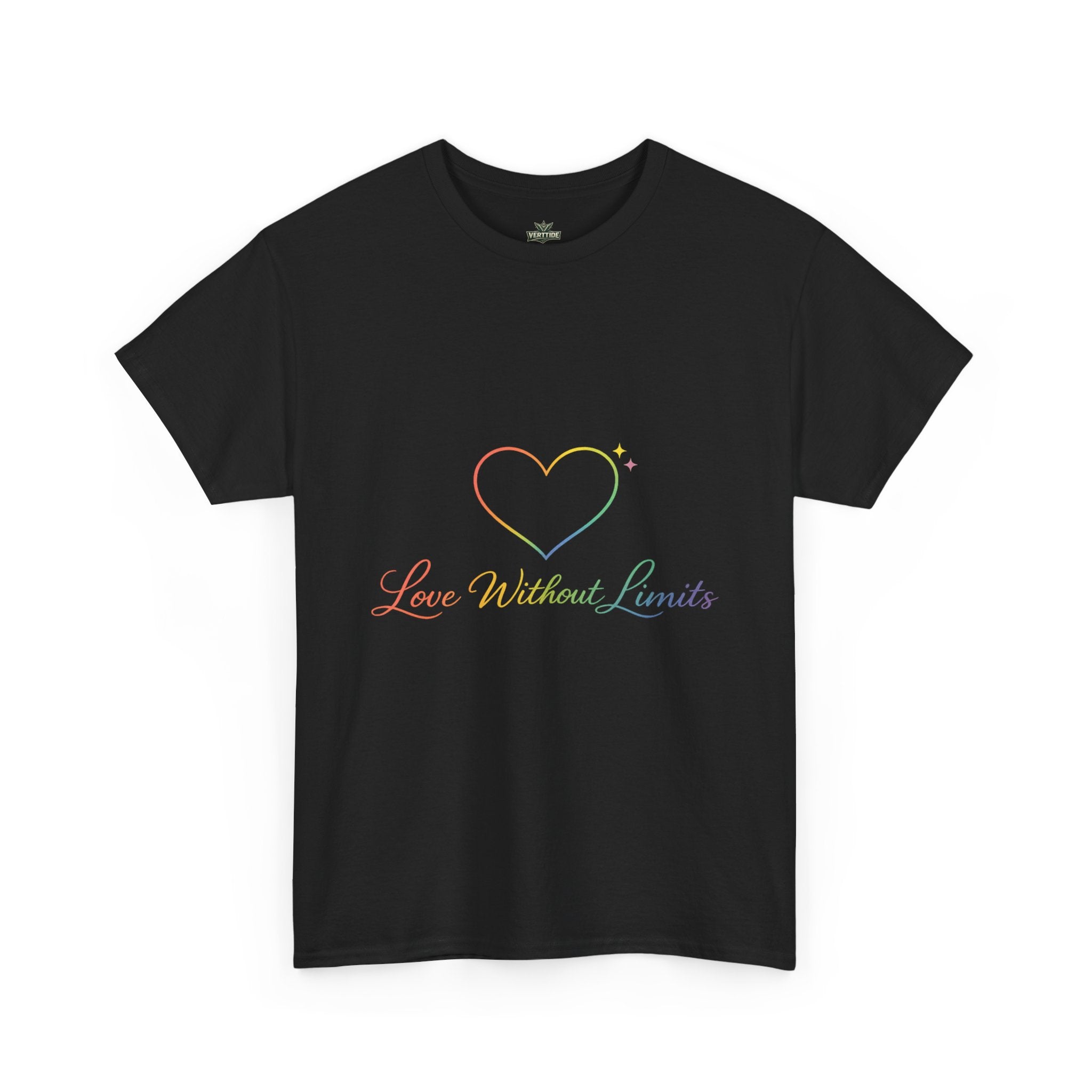 Love Without Limits T-Shirt — Rainbow Heart Pride Tee