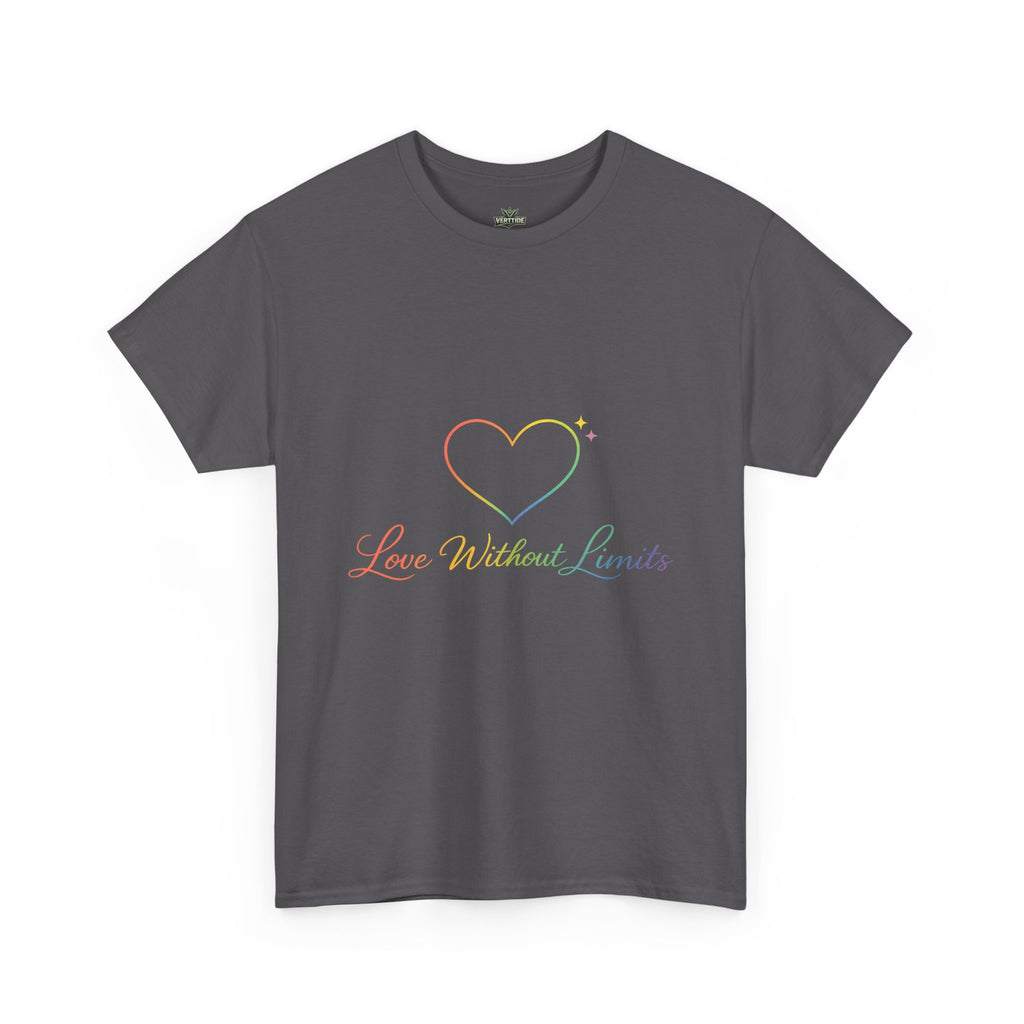 Love Without Limits T-Shirt — Rainbow Heart Pride Tee