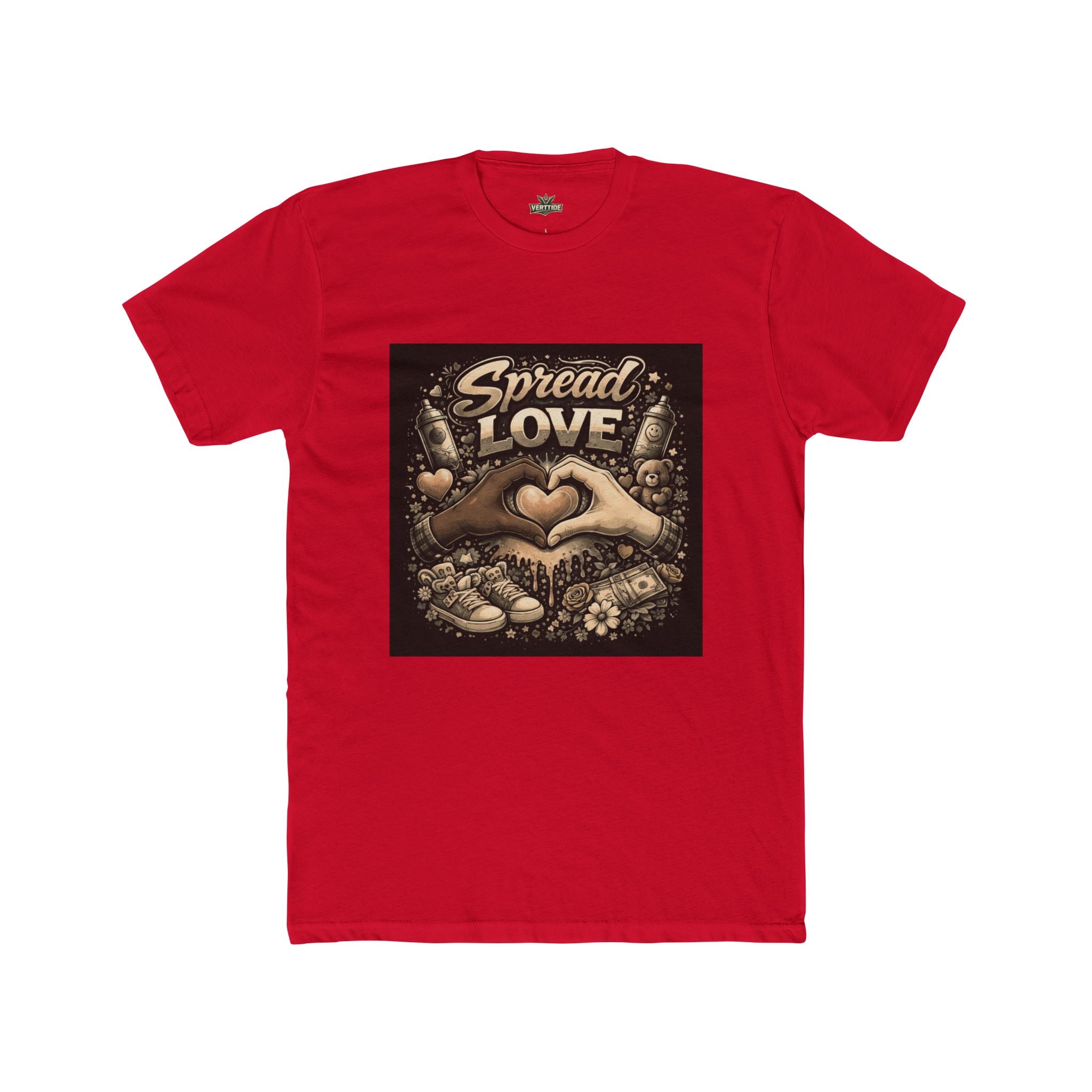 Spread Love Graphic Tee — Heart Hands Vintage Floral T‑Shirt