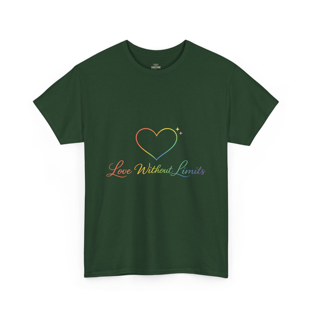 Love Without Limits T-Shirt — Rainbow Heart Pride Tee