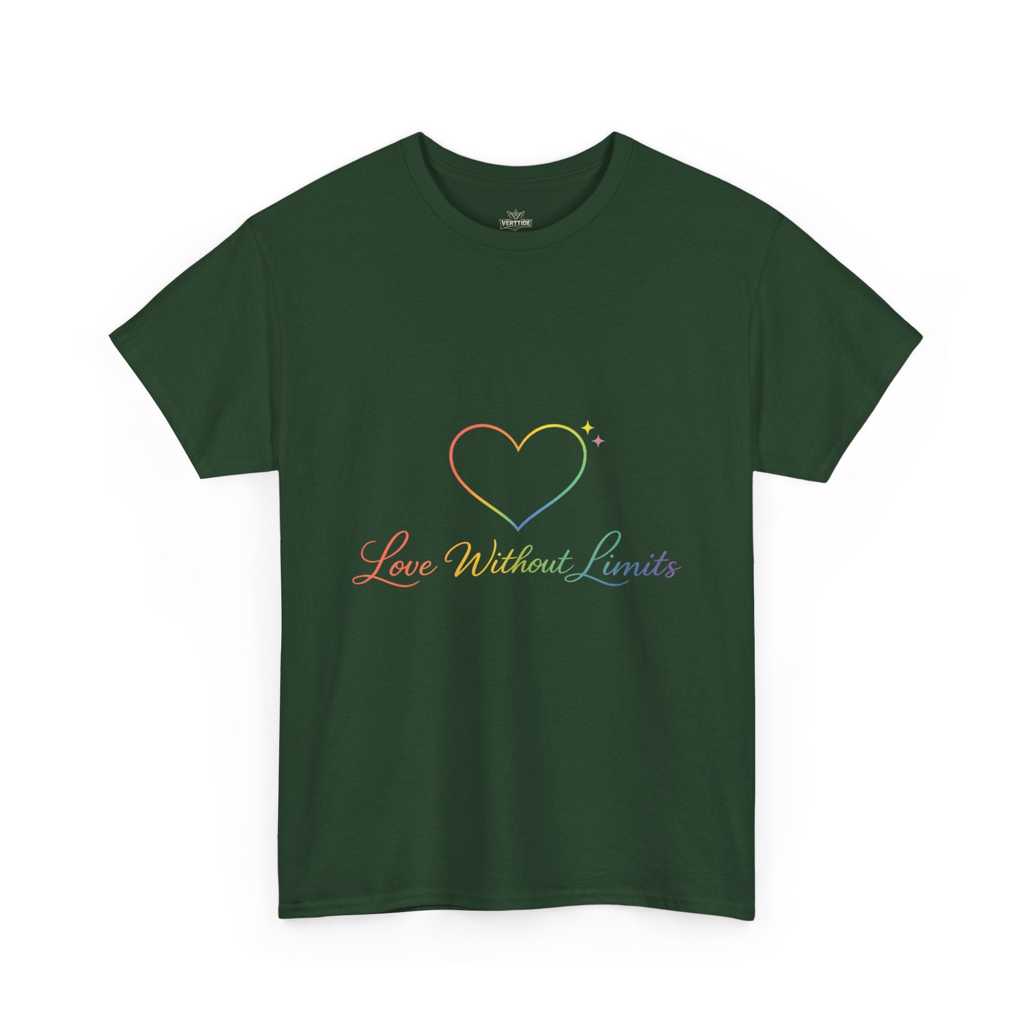 Love Without Limits T-Shirt — Rainbow Heart Pride Tee