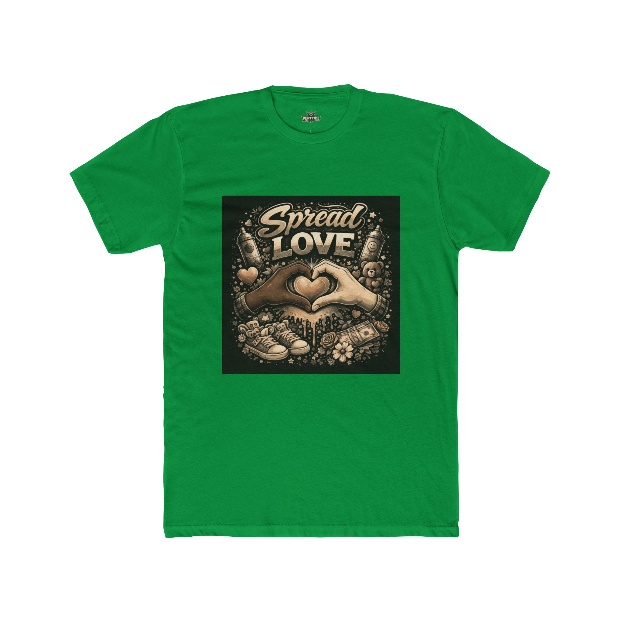 Spread Love Graphic Tee — Heart Hands Vintage Floral T‑Shirt