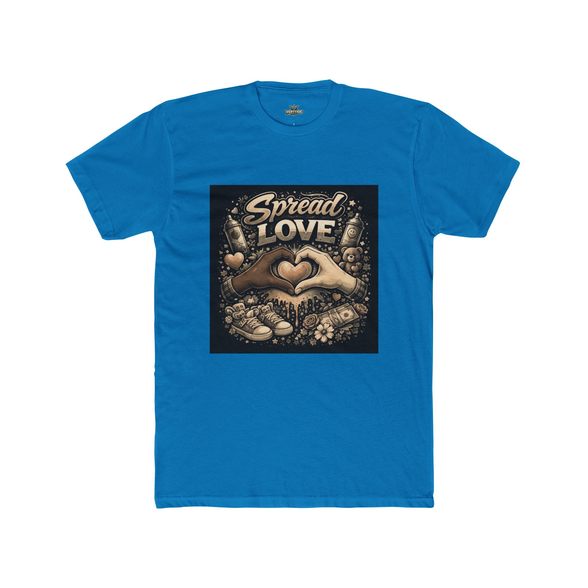 Spread Love Graphic Tee — Heart Hands Vintage Floral T‑Shirt
