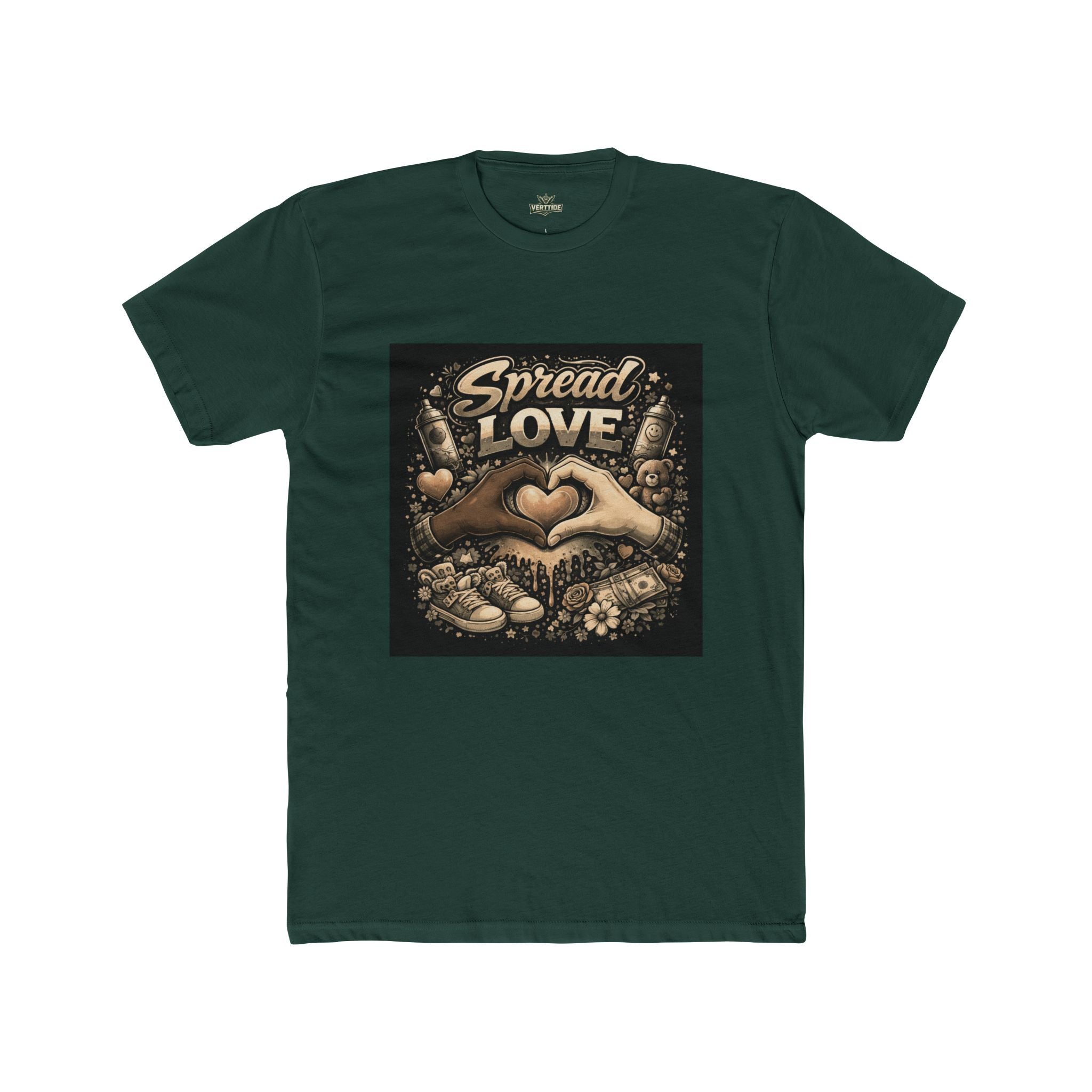 Spread Love Graphic Tee — Heart Hands Vintage Floral T‑Shirt