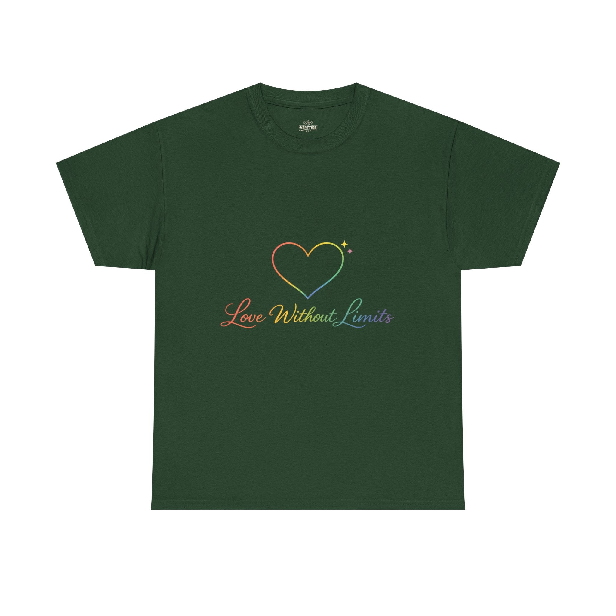Love Without Limits T-Shirt — Rainbow Heart Pride Tee