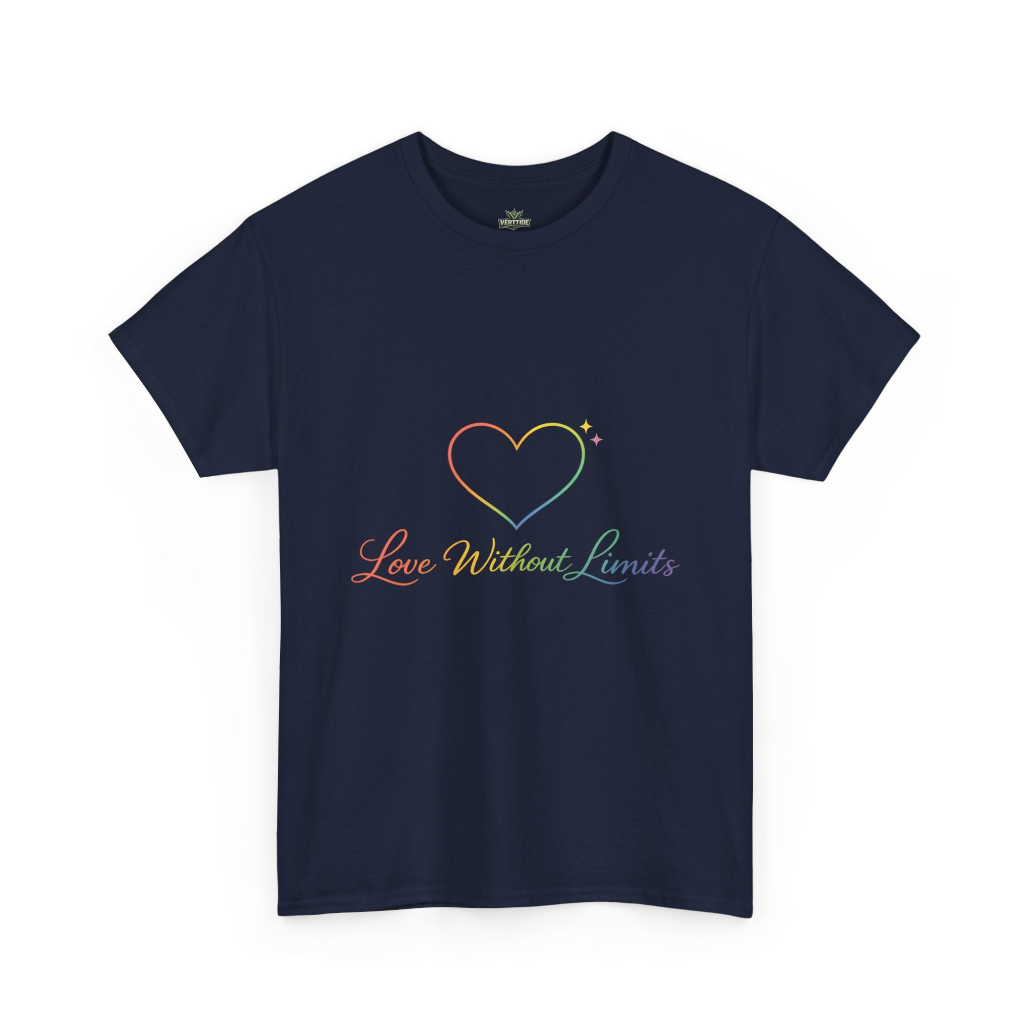 Love Without Limits T-Shirt — Rainbow Heart Pride Tee