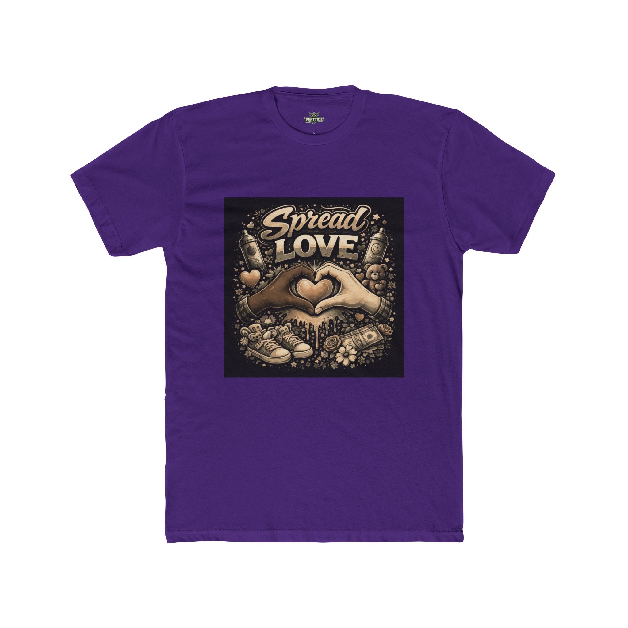 Spread Love Graphic Tee — Heart Hands Vintage Floral T‑Shirt