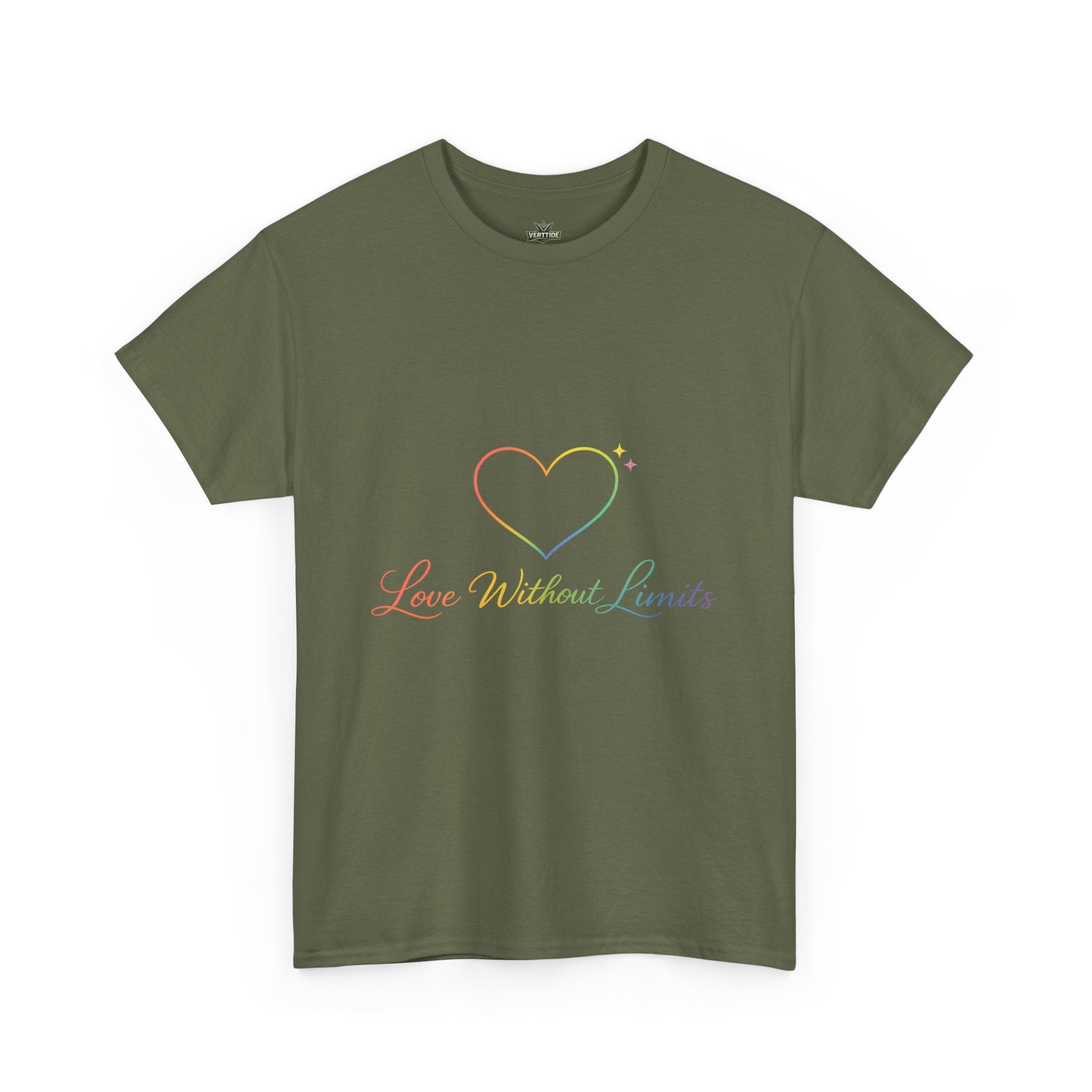 Love Without Limits T-Shirt — Rainbow Heart Pride Tee