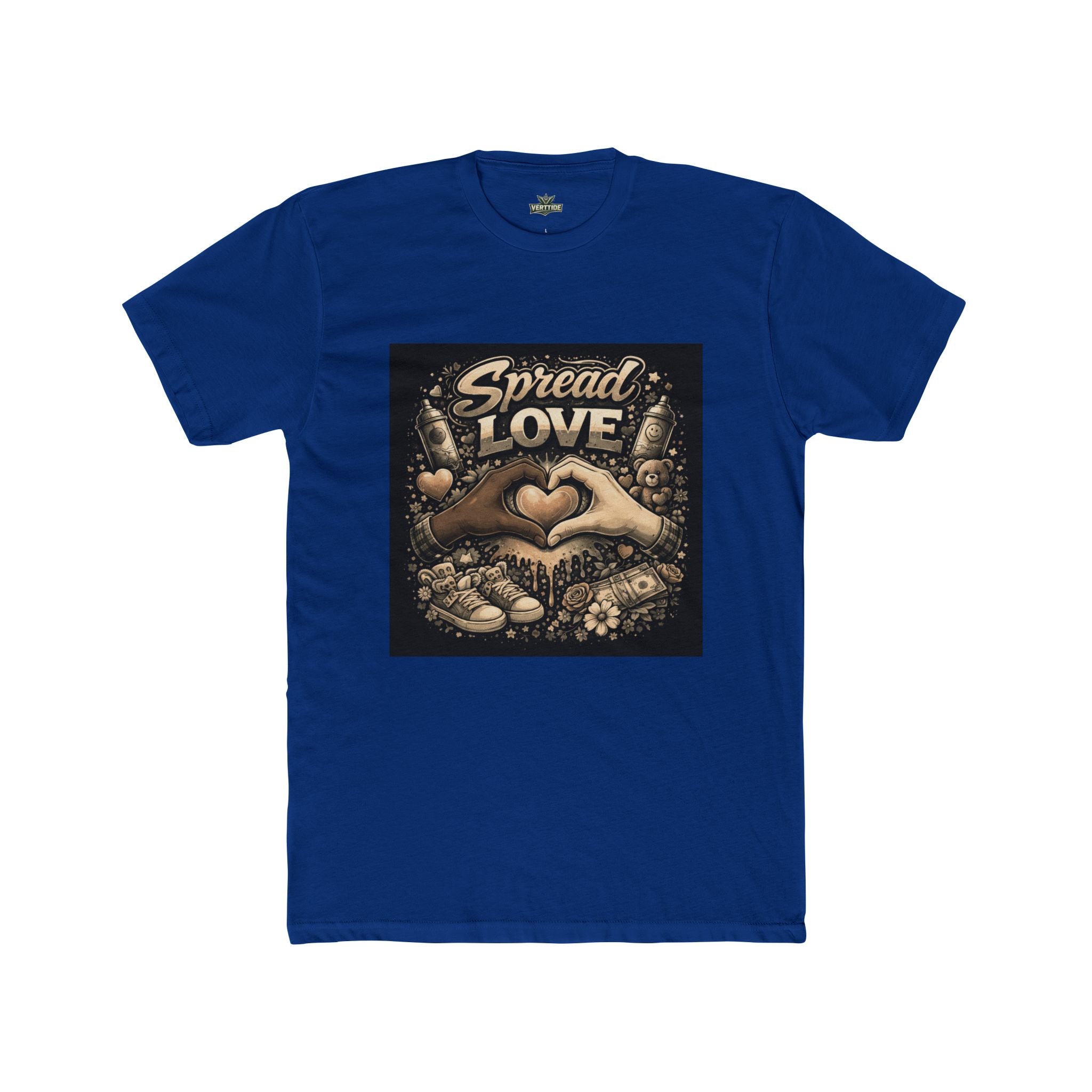 Spread Love Graphic Tee — Heart Hands Vintage Floral T‑Shirt